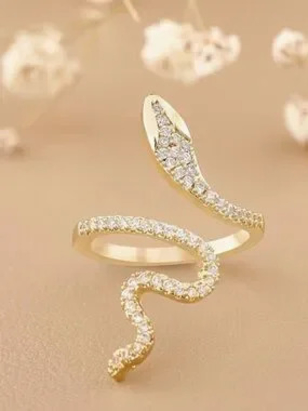 Gold Rhinestone Snake Ring